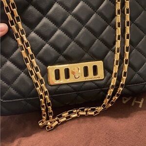 Michael Kors Black Quilted Shoulder Bag with Gold Chain
